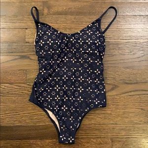 JCrew “strappy one-piece laser cut eyelet” suit